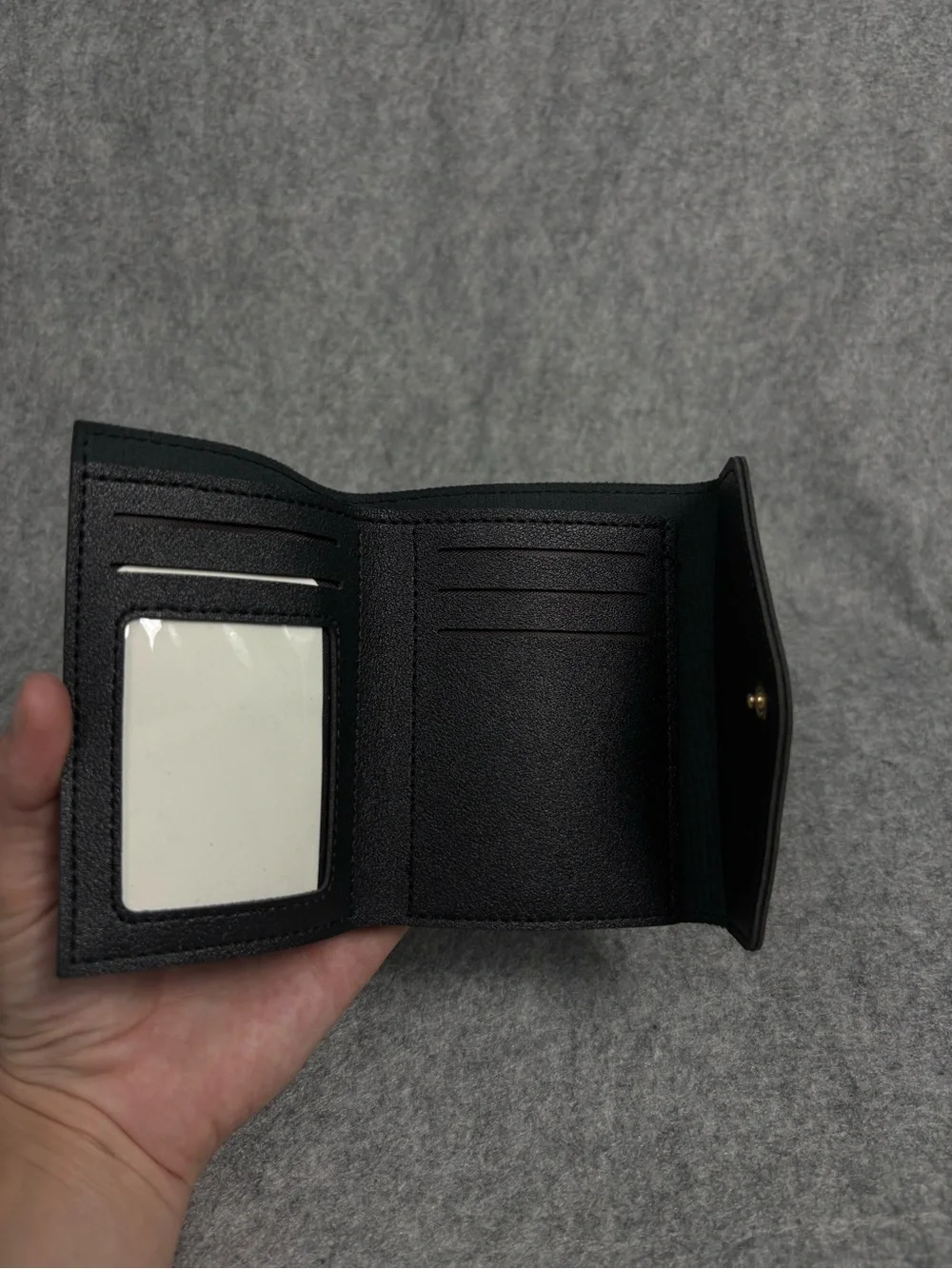 Black Trifold Wallet ID Window Coin Pocket Card Holder